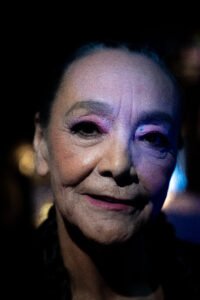 Photo of Tantoo Cardinal backstage at the 2024 Vancouver Indigenous Fashion Week.